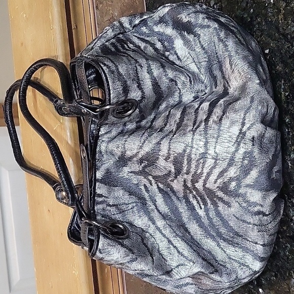 Hobo Bag Purse Zebra Print Vinyl type Material Durable - Picture 1 of 8